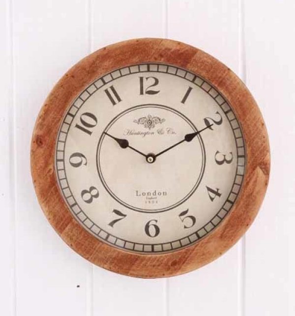 画像1: 輸入雑貨 ウッドモートクロック Covent Garden コベントガーデン GP-04 時計 掛時計 木製  ナチュラル カフェ アンティーク風 30cm (1)