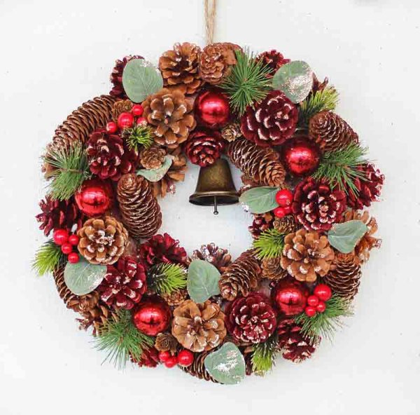 画像1: クリスマス 輸入雑貨 フランパイン コーンリース コベントガーデン Covent Garden Christmas ナチュラル ハンドメイド 壁飾り PS-18 (1)