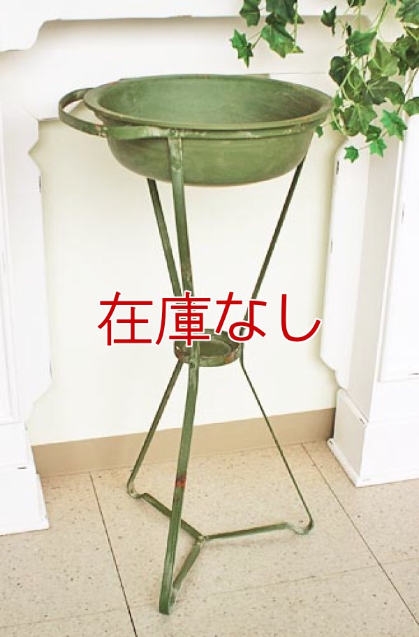 画像1: 輸入家具 エバー グリーン ベイスン フラワーベース プランター ベース シャビーシック アンティーク風 ガーデニング Covent Garden コベントガーデン VI-47 (1)