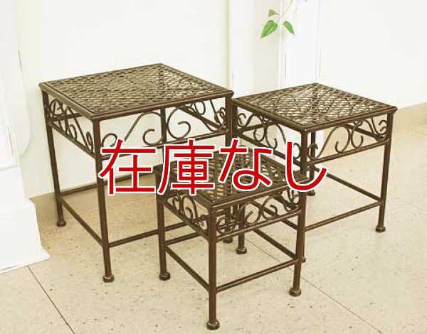 画像1: 輸入雑貨 ミレ ロースタンド3点セット Covent Garden コベントガーデン NV-04 アイアン 花台 フラワースタンド アンティーク風 シャビーシック (1)