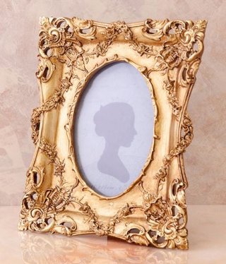 【お姫】大きめ 木製 額縁 絵 ピンク×ゴールド ロココ 円形 シャビー 輸入雑貨 アンダンテ フォトフレーム バード ゴールド 小鳥 写真