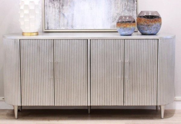 画像2: 輸入家具 サイドボード キャビネット モダン シルバー アンティーク風 シャビー イタリアン AC-5099 家財送料無料 直輸入 リビングスタジオ (2)