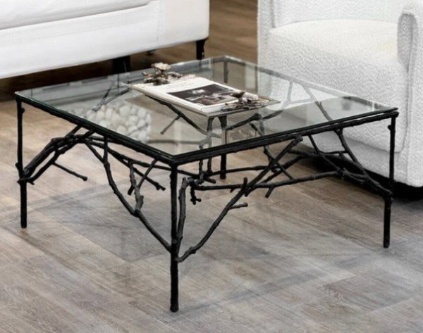 画像4: 輸入家具 センターテーブル アイアン 小枝 ブランチ ガラス クラシック シャビー アンティーク風 AC-R003 送料無料 直輸入 リビングスタジオ (4)