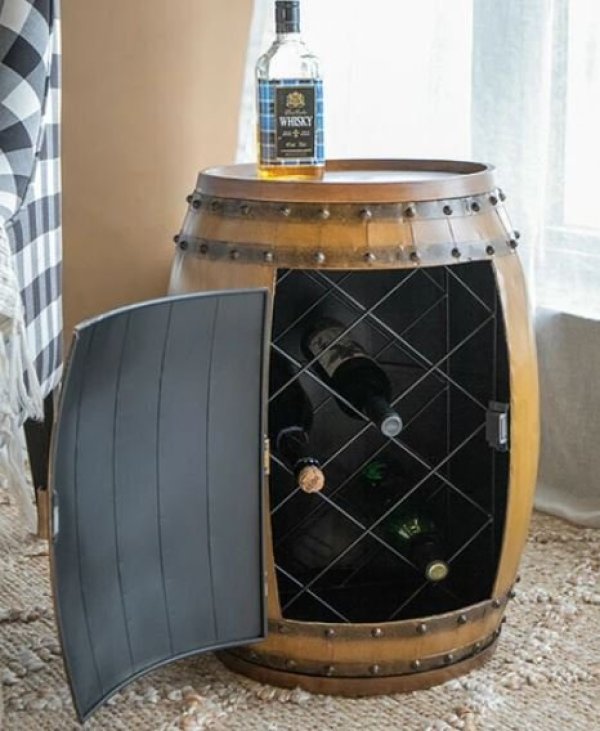 画像1: 輸入家具 ワインラック サイドテーブル 樽型 アンティーク風 ボトルラック シャビーシック AN-80146 送料無料 直輸入 リビングスタジオ (1)