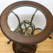 画像3: 輸入家具 コーヒーテーブル サイドテーブル アイアン ウッド ガラス 葉っぱ アンティーク風 古木調 ランプテーブル カフェテーブル 518 FM-18  送料無料 (3)