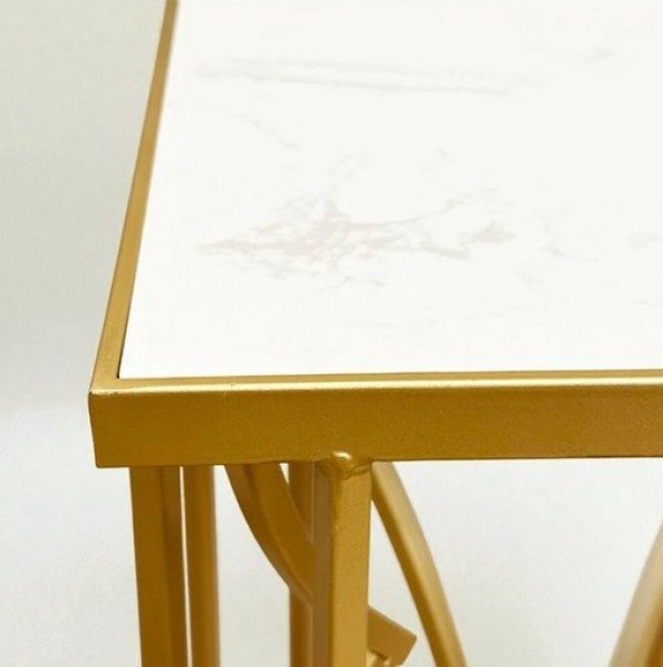 画像4: 輸入家具 サイドテーブル 花台 人工大理石天板 ゴールド モダン クラシック アンティーク風 FM-429-1 H87cm 送料無料 直輸入 リビングスタジオ (4)