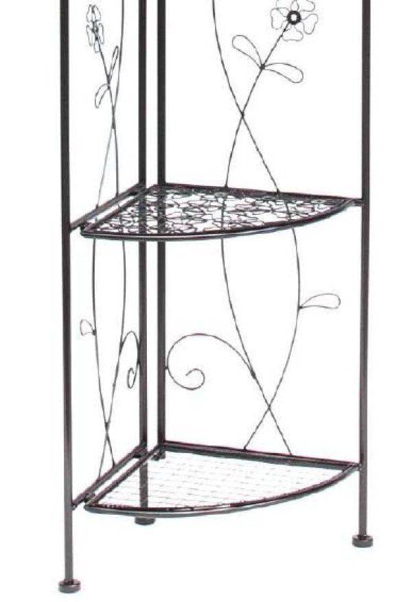 画像3: 輸入家具 コーナーラック シェルフ アイアン 4段 ブラック 黒 プランタースタンド フラワー アンティーク風 シャビーシック 197000 直輸入 リビングスタジオ 送料無料 (3)