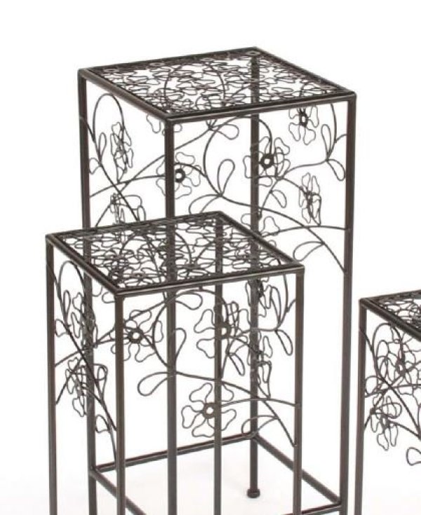 プランタースタンド アイアン 黒 花台 フラワー 姫系 197012 - テーブル