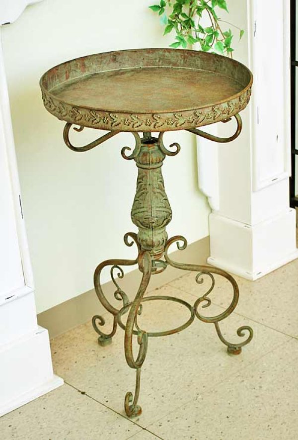 画像1: 輸入家具 フラワーテーブル 花台 アイアン サイドテーブル アンティーク ガーデニング シャビー vil 6176 送料無料 直輸入 リビングスタジオ (1)