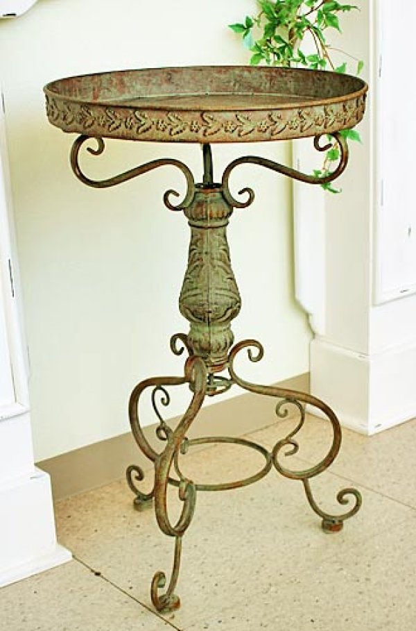 画像2: 輸入家具 フラワーテーブル 花台 アイアン サイドテーブル アンティーク ガーデニング シャビー vil 6176 送料無料 直輸入 リビングスタジオ (2)