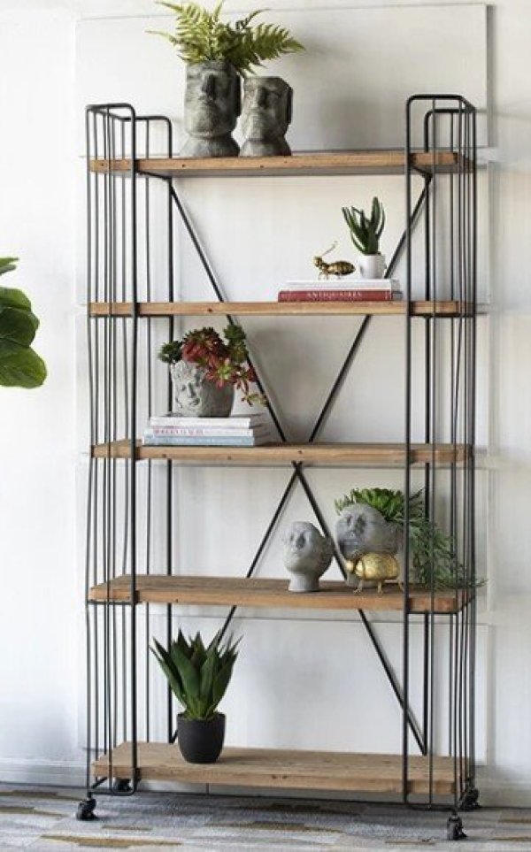 画像8: 輸入家具 シェルフ 飾り棚 本棚 アイアン ウッド シャビー ブックシェルフ プランターラック AN-43157 送料無料 直輸入 リビングスタジオ (8)