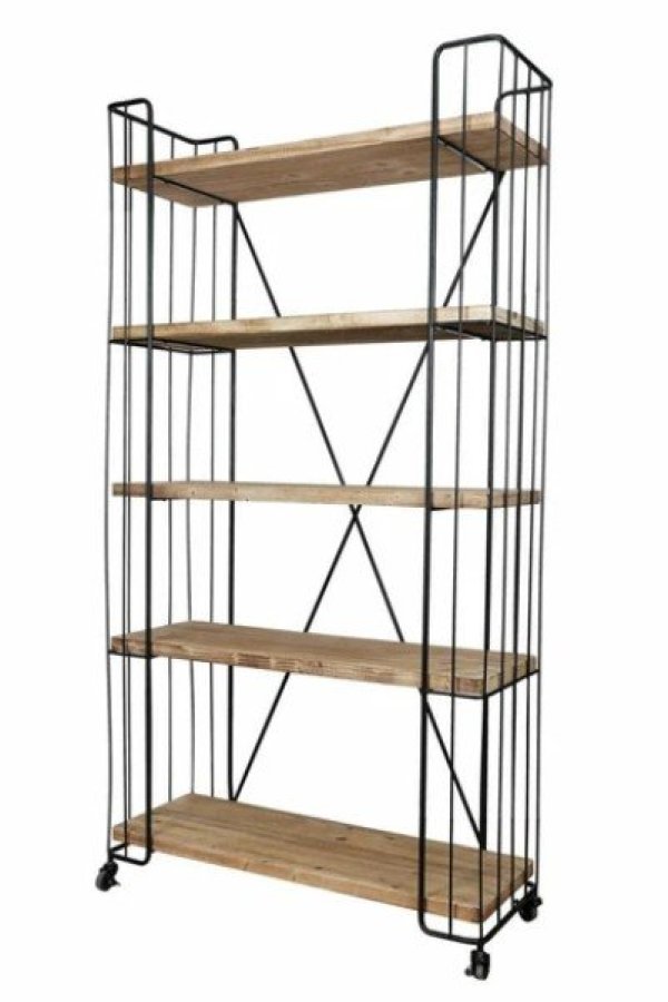 画像1: 輸入家具 シェルフ 飾り棚 本棚 アイアン ウッド シャビー ブックシェルフ プランターラック AN-43157 送料無料 直輸入 リビングスタジオ (1)