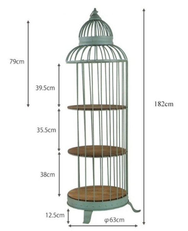 画像2: 輸入家具 シェルフ 飾り棚 バードケージ アイアン シャビー ブックシェルフ プランターラック AN-47489 送料無料 直輸入 リビングスタジオ (2)