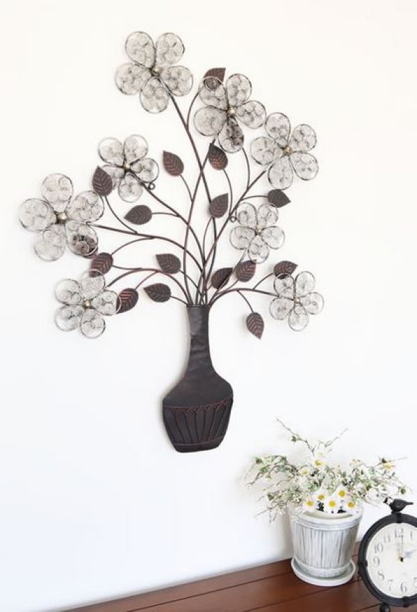 輸入雑貨 壁飾り ウォールデコレーション アイアン 花瓶 花 フラワー