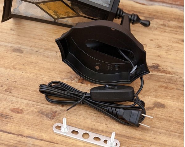 画像6: 輸入雑貨 ブラケット ウォールランプ アヴェニューランプ ブラック ステンドグラス柄 室内用 アンティーク風 11twl1-BK 送料無料 リビングスタジオ (6)