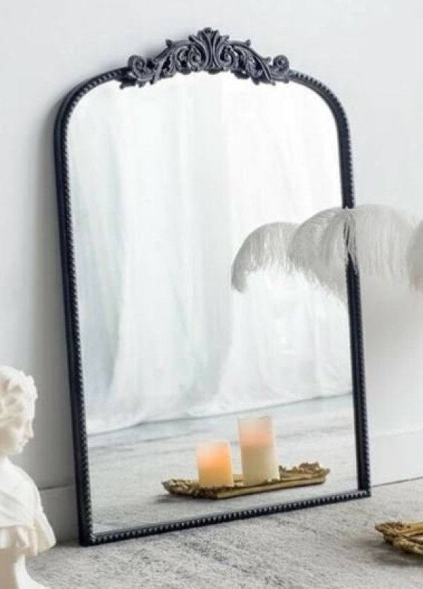 画像1: 輸入家具 ミラー バロック ロココ シャビー アイアン 61×91.5cm 壁掛け アンティーク風 クラシック AN-82195-BK 送料無料 直輸入 リビングスタジオ (1)