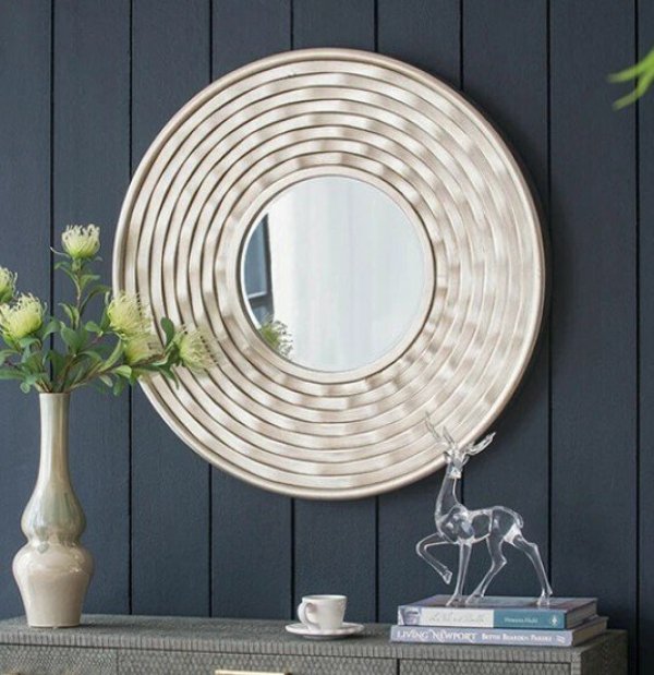 画像2: 輸入雑貨 ミラー モダン アンティーク風 ゴールド 円形 壁飾り ウォールデコレーション 79.5cm AN-82922 送料無料 直輸入 リビングスタジオ (2)