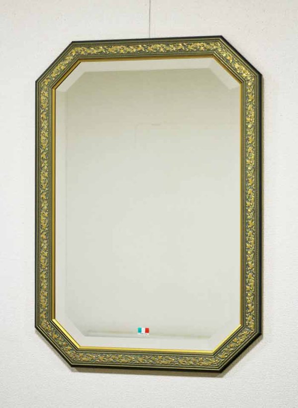 画像1: イタリア製 輸入雑貨 ミラー 八角 ブルー ゴールド 48X68 クラシック アンティーク風 リビングスタジオ 直輸入 Bertozzi ベルトッツィ 808408 送料無料 (1)