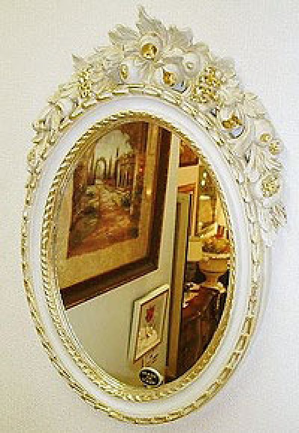 イタリア ミラー アイボリー ロココ フルーツ イサス C496 - 鏡(壁掛け式)