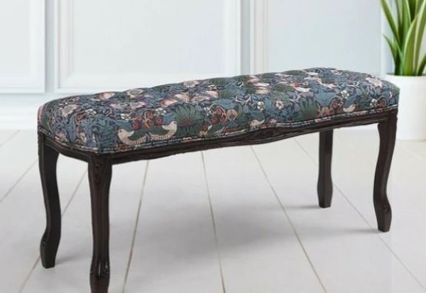 画像1: 輸入家具 スツール ベンチ ウィリアムモリス イチゴ泥棒 イタリアン ロココ シャビーシック 17706BH-VI02 直輸入 リビングスタジオ 送料無料 (1)