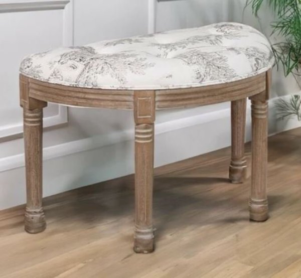 画像1: 輸入家具 スツール 半円形 トワルドジュイ クラシック イタリアン フレンチ シャビー アンティーク 17717ST-JY02 送料無料 送料無料 (1)