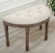 画像1: 輸入家具 スツール 半円形 リネンベージュ クラシック イタリアン シャビー アンティーク 17717ST-LB 直輸入 リビングスタジオ 送料無料 (1)