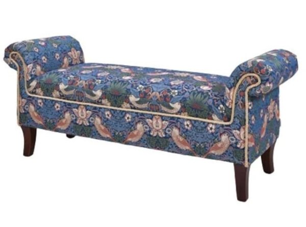 画像1: 輸入家具 ベンチスツール ロングスツール イチゴ泥棒 ウィリアムモリス ジェニファーテイラー Jennifer Taylor 33031RB-VI02 送料無料 (1)
