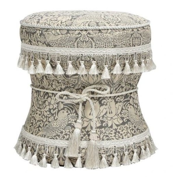 画像2: 輸入家具 スツール 円形 イチゴ泥棒 グレー ウィリアムモリス ジェニファーテイラー Jennifer Taylor 姫系 33193ST 直輸入 送料無料 リビングスタジオ (2)