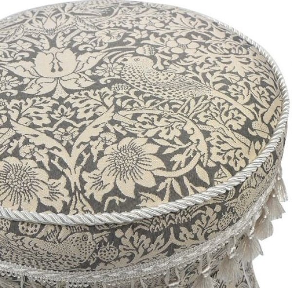 画像4: 輸入家具 スツール 円形 イチゴ泥棒 グレー ウィリアムモリス ジェニファーテイラー Jennifer Taylor 姫系 33193ST 直輸入 送料無料 リビングスタジオ (4)