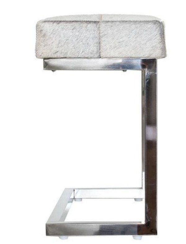 画像3: 輸入家具 スツール リアルファー グレー 玄関 モダン 毛皮 ウシ スチール シルバーメッキ AS-8010-B 幅60cm 送料無料 直輸入 リビングスタジオ (3)