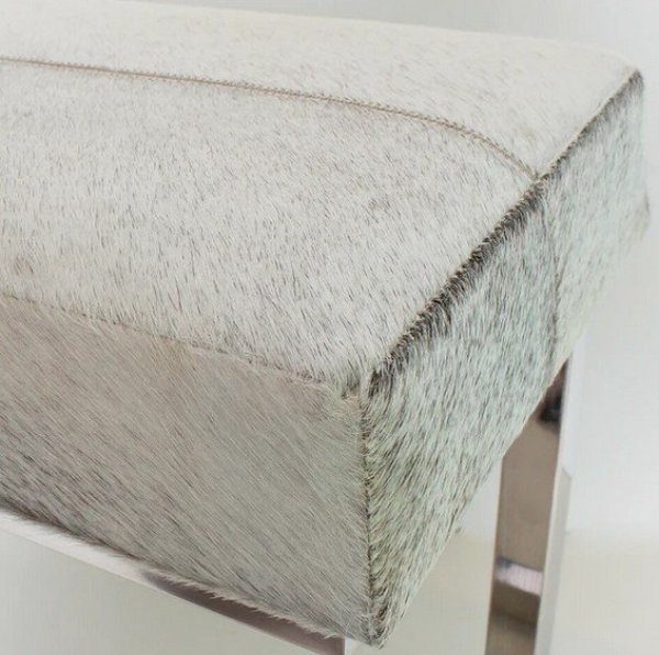 画像4: 輸入家具 スツール リアルファー グレー 玄関 モダン 毛皮 ウシ スチール シルバーメッキ AS-8010-B 幅60cm 送料無料 直輸入 リビングスタジオ (4)