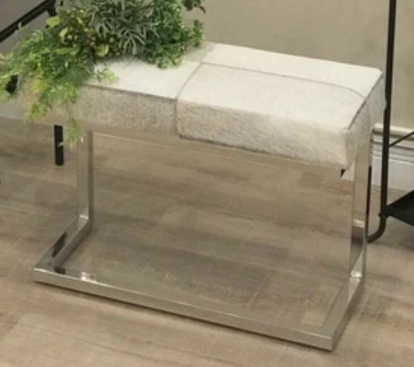 画像6: 輸入家具 スツール リアルファー グレー 玄関 モダン 毛皮 ウシ スチール シルバーメッキ AS-8010-B 幅60cm 送料無料 直輸入 リビングスタジオ (6)