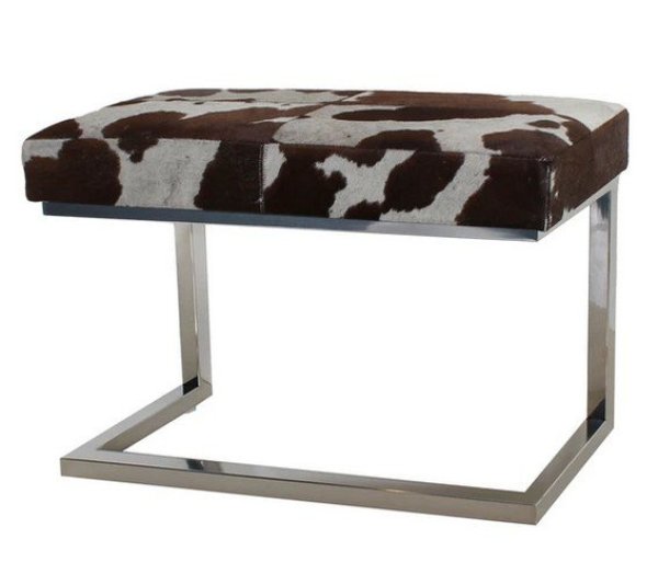 輸入家具 スツール リアルファー ブラウン ホワイト 玄関 モダン 毛皮