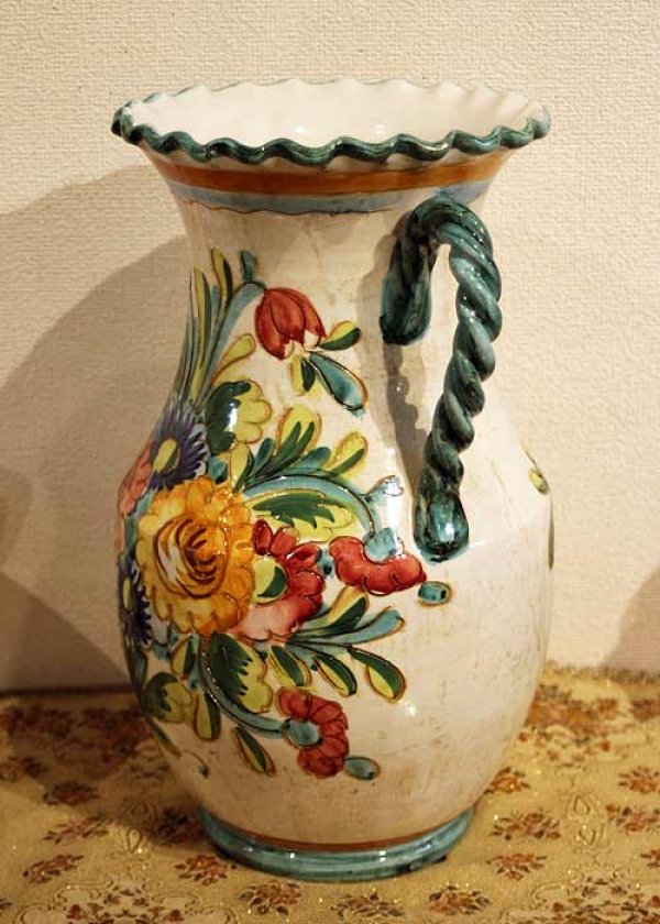 画像4: イタリア製 輸入雑貨 花瓶 フラワーベース 花柄 グリーン H35cm アンティーク風 トスカーナ 12-35gr 送料無料 直輸入 リビングスタジオ (4)