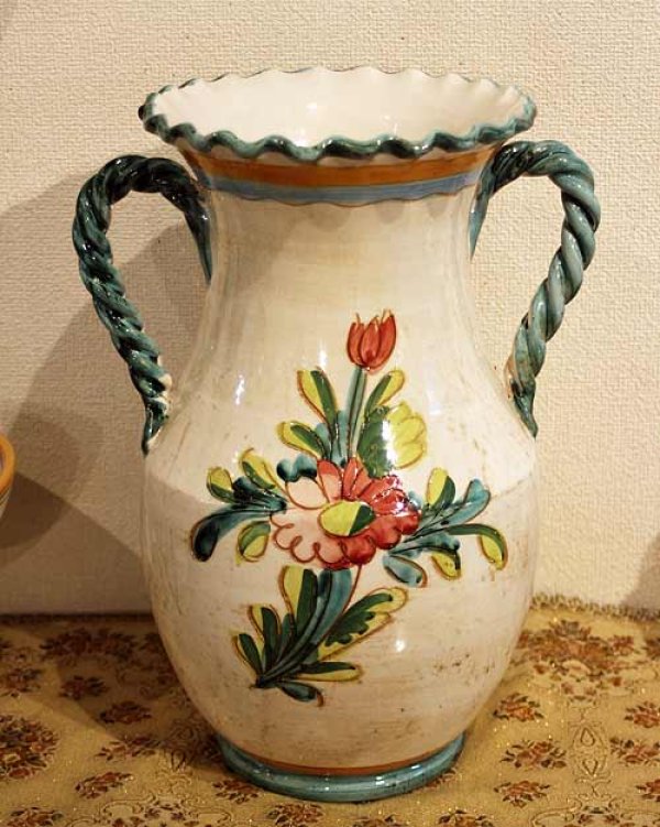 画像5: イタリア製 輸入雑貨 花瓶 フラワーベース 花柄 グリーン H35cm アンティーク風 トスカーナ 12-35gr 送料無料 直輸入 リビングスタジオ (5)