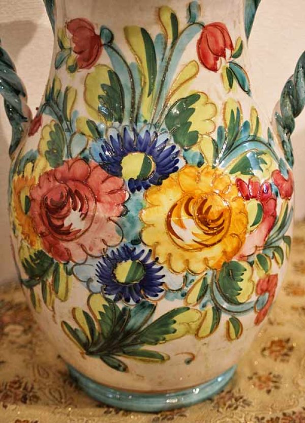 画像9: イタリア製 輸入雑貨 花瓶 フラワーベース 花柄 グリーン H35cm アンティーク風 トスカーナ 12-35gr 送料無料 直輸入 リビングスタジオ (9)