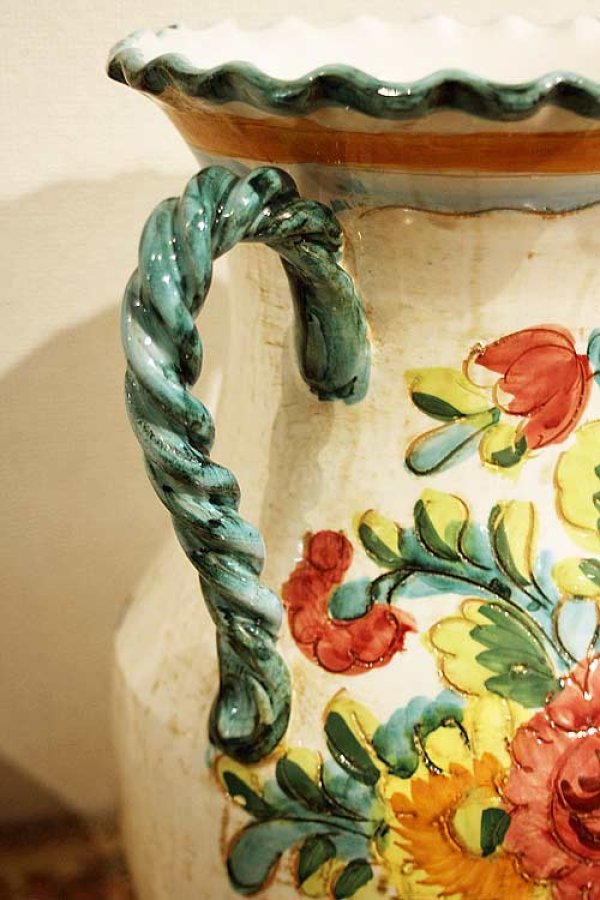 画像7: イタリア製 輸入雑貨 花瓶 フラワーベース 花柄 グリーン H35cm アンティーク風 トスカーナ 12-35gr 送料無料 直輸入 リビングスタジオ (7)