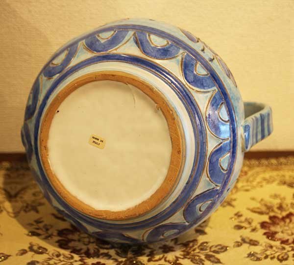 画像10: イタリア製 輸入雑貨 花瓶 フラワーベース ブルー 花柄 ハンドメイド H21cm アンティーク風 トスカーナ 834BL 送料無料 直輸入 リビングスタジオ (10)