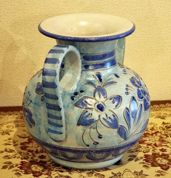 画像4: イタリア製 輸入雑貨 花瓶 フラワーベース ブルー 花柄 ハンドメイド H21cm アンティーク風 トスカーナ 834BL 送料無料 直輸入 リビングスタジオ (4)