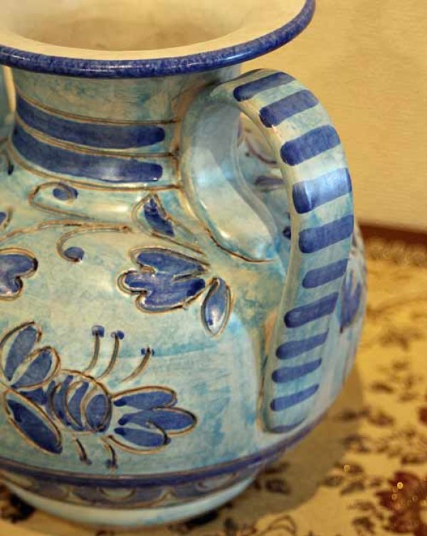 画像7: イタリア製 輸入雑貨 花瓶 フラワーベース ブルー 花柄 ハンドメイド H21cm アンティーク風 トスカーナ 834BL 送料無料 直輸入 リビングスタジオ (7)