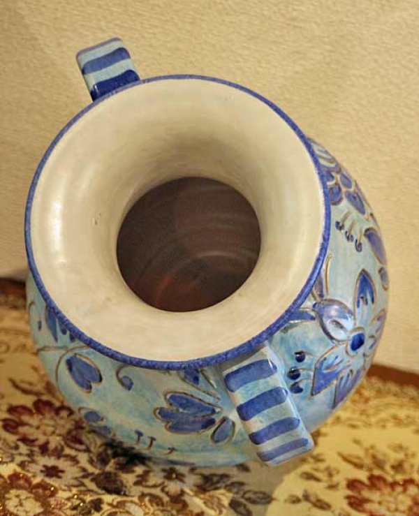 画像5: イタリア製 輸入雑貨 花瓶 フラワーベース ブルー 花柄 ハンドメイド H21cm アンティーク風 トスカーナ 834BL 送料無料 直輸入 リビングスタジオ (5)