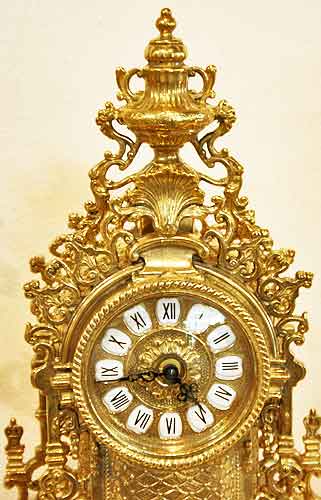 イタリア製 輸入雑貨 時計 キャンドルスタンド セット 真鍮 ブラス