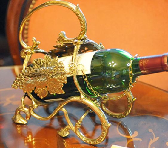 イタリア製 輸入雑貨 真鍮 ブラス ボトルホルダー ワイン ブドウ 葡萄