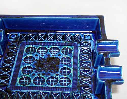 イタリア製 輸入雑貨 陶器 灰皿 22×18cm トレー ブルー Bitossi