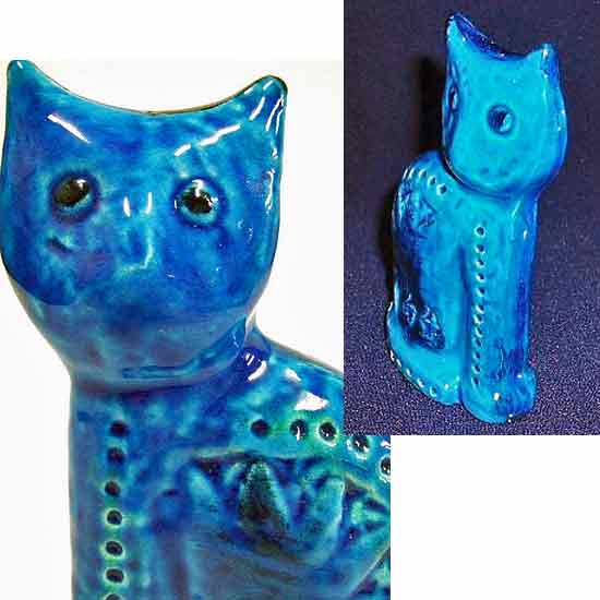 イタリア製 輸入雑貨 ネコ ねこ 猫 おすわり 置物 オブジェ ブルー