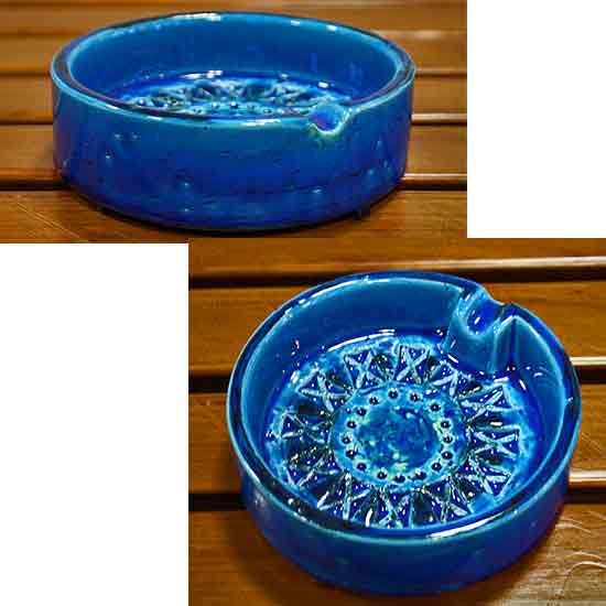 イタリア製 輸入雑貨 陶器 灰皿 12.5cm トレー ブルー Bitossi