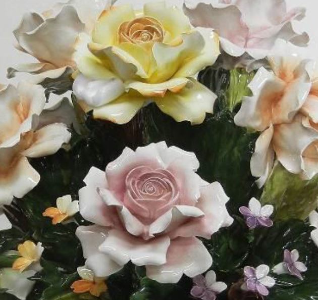 capodimonte カポディモンテ 陶花 花 薔薇 置物 イタリア製の