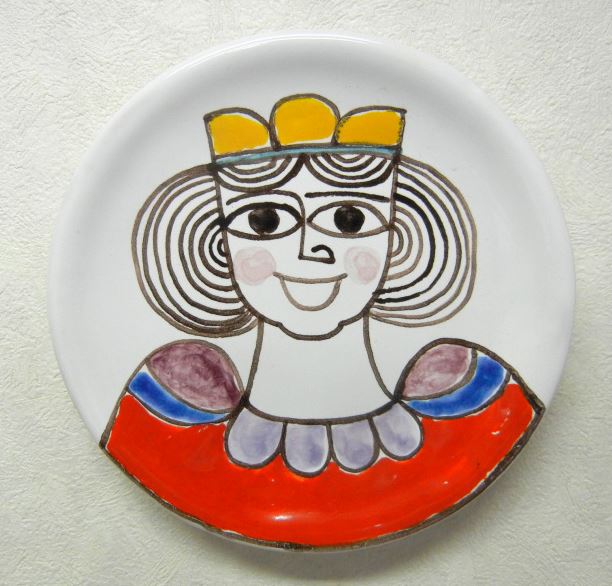 イタリア製 輸入雑貨 シチリア 陶器 絵皿 壁飾り 壁掛け 手描き 女性 