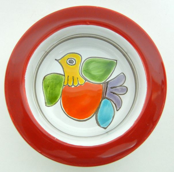 イタリア製 輸入雑貨 シチリア 陶器 絵皿 小皿 灰皿 手描き 鳥 小鳥 