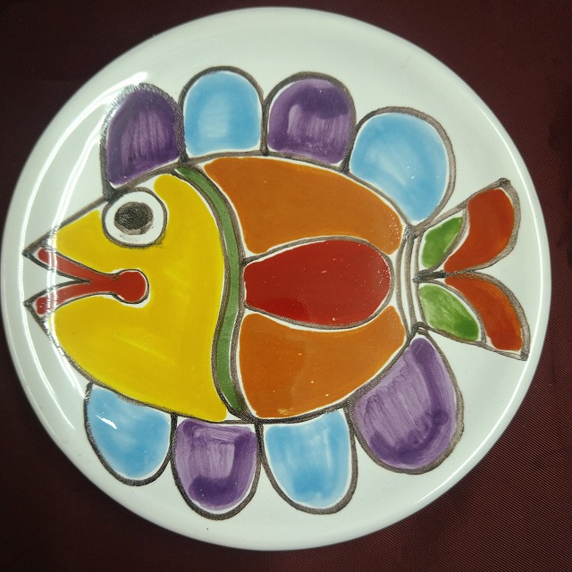 作家　陶器　飾り皿　魚